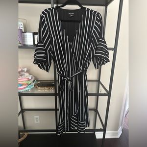 City Chic Pinstriped Wrap Dress